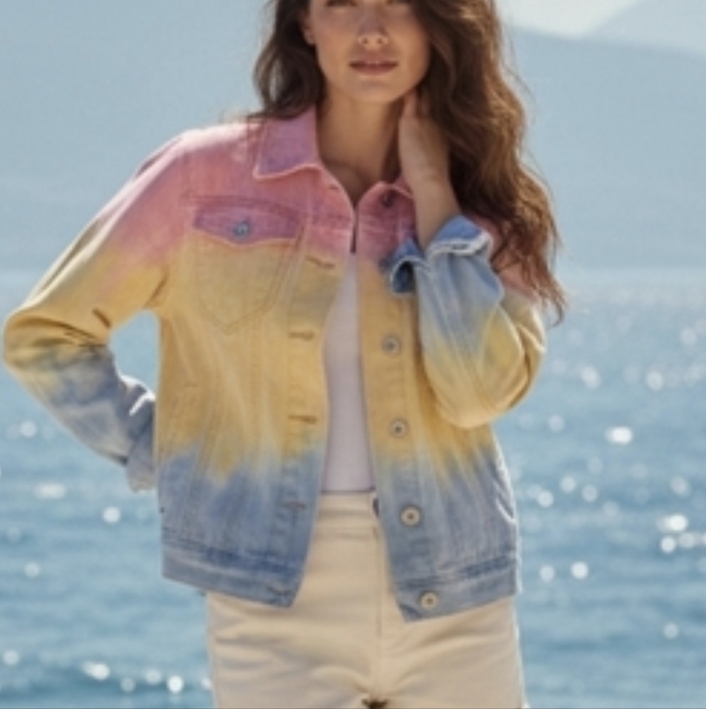 The Style Between Us Colorful Tie-Dye Denim Jacket